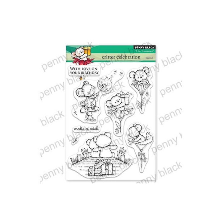 (30-542)Penny Black Stamp clear Critter celebration