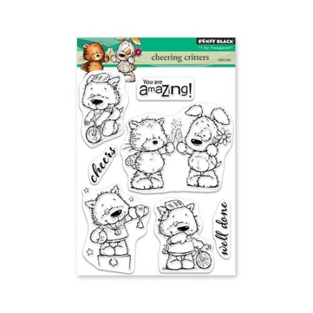 (30-549)Penny Black Stamp clear Cheering critters