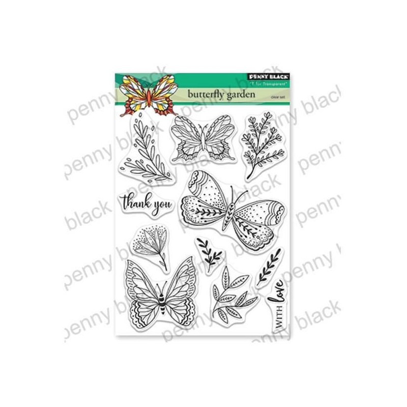 (30-558)Penny Black Stamp clear Butterfly garden