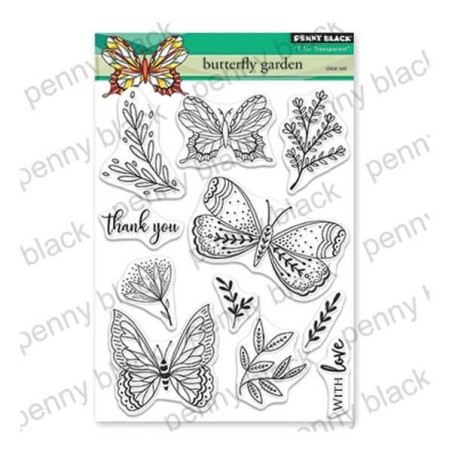 (30-558)Penny Black Stamp clear Butterfly garden