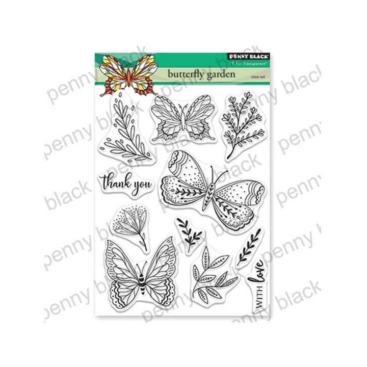 (30-558)Penny Black Stamp clear Butterfly garden