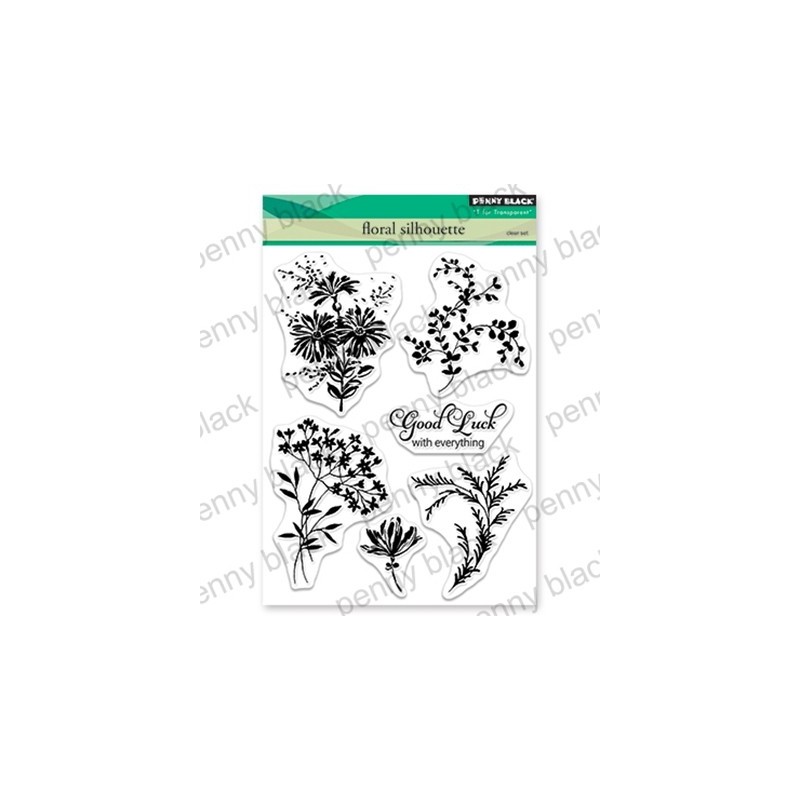 (30-563)Penny Black Stamp clear Floral Silhouette