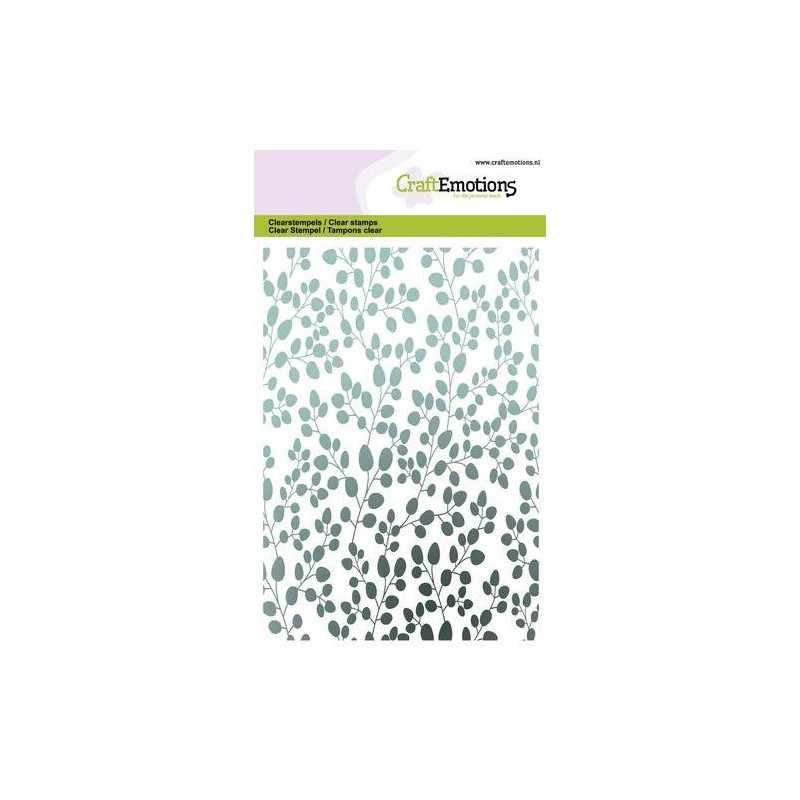 (1310)CraftEmotions clearstamps A6 - eucalyptus background