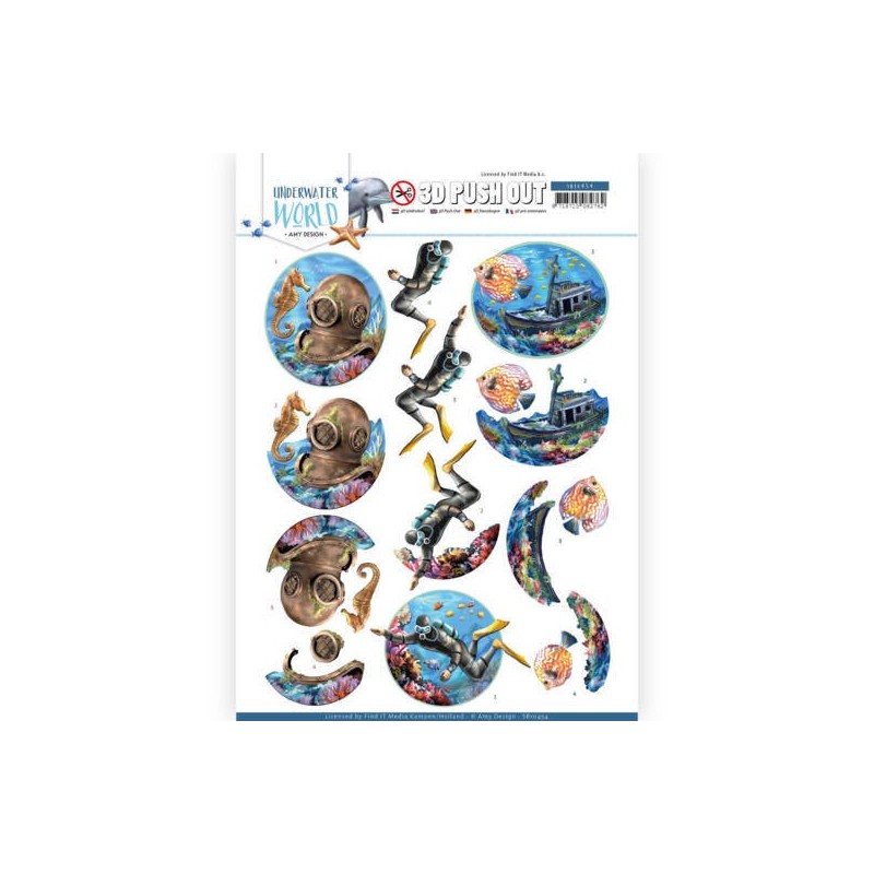 (SB10454)3D Push Out - Amy Design - Underwater World - Deepsea Diving
