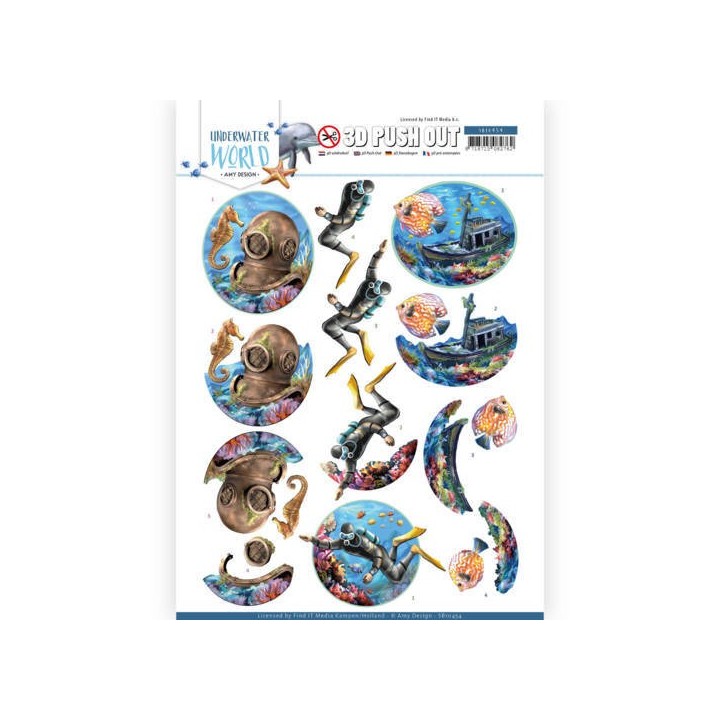 (SB10454)3D Push Out - Amy Design - Underwater World - Deepsea Diving