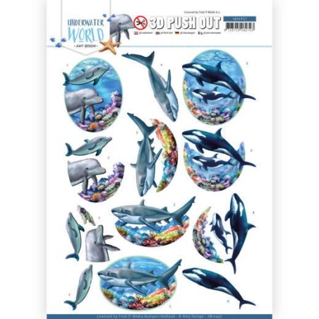 (SB10457)3D Push Out - Amy Design - Underwater World - Big Ocean Animals