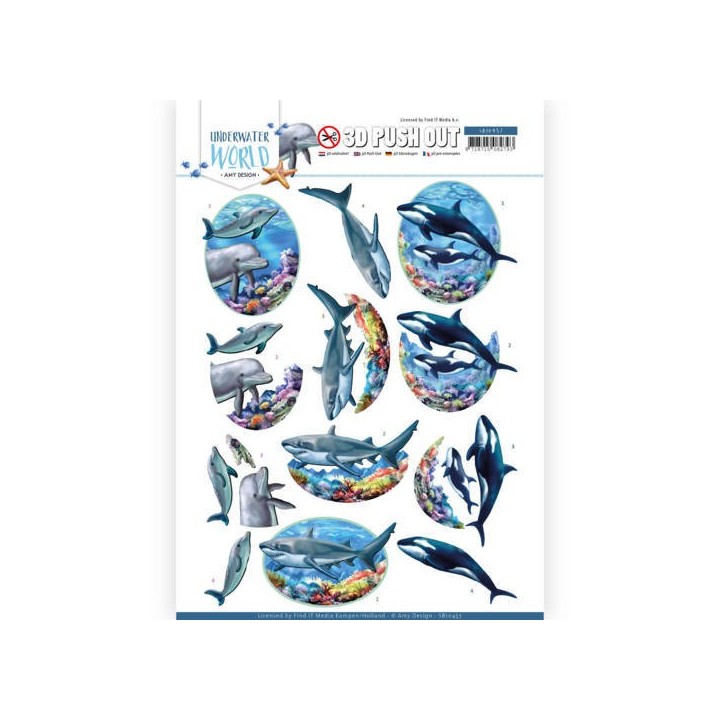(SB10457)3D Push Out - Amy Design - Underwater World - Big Ocean Animals