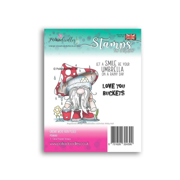 (PD8069)Polkadoodles Gnome More Rain Please Clear Stamps