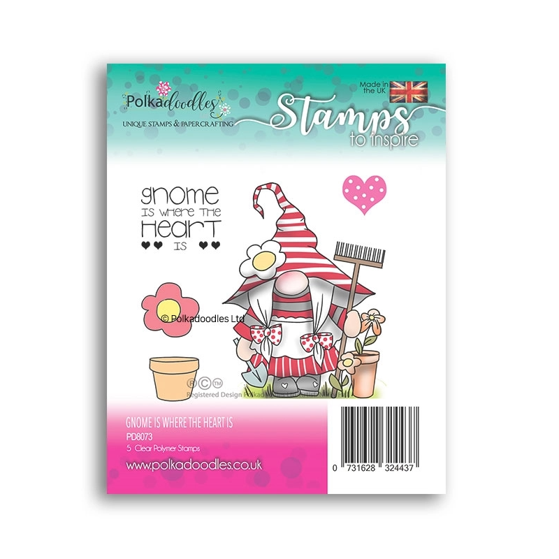 (PD8073)Polkadoodles Gnome is Where the Heart Is Clear Stamps