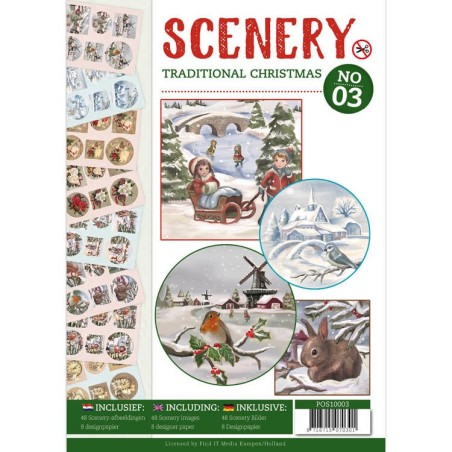 (POS10003)Push Out boek Scenery 3 - Traditional Christmas