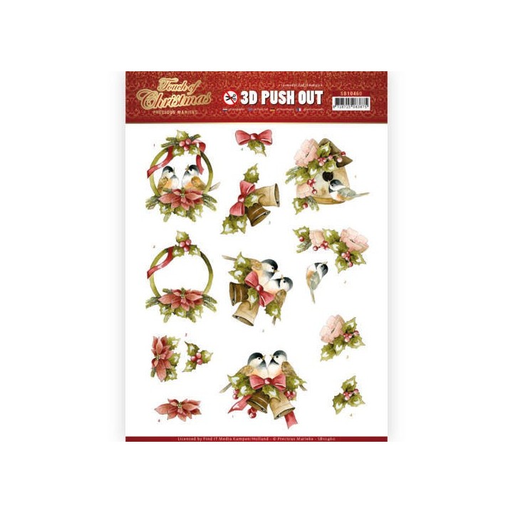 (SB10460)3D Push Out - Precious Marieke - Touch of Christmas - Birds