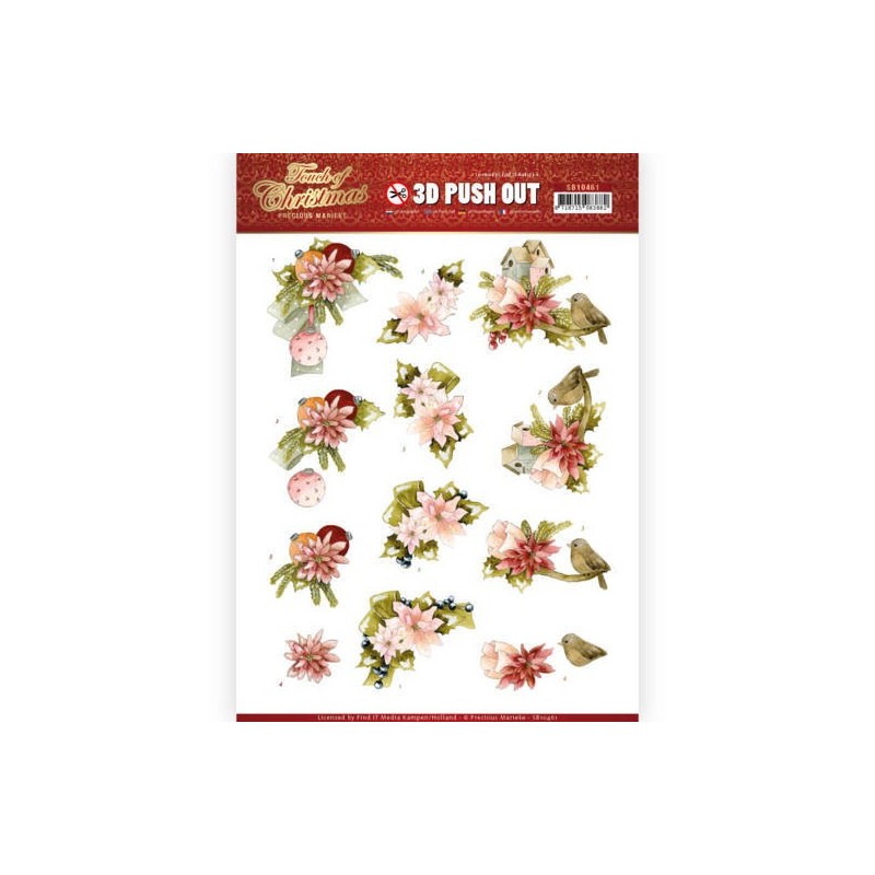 (SB10461)3D Push Out - Precious Marieke - Touch of Christmas - Pink Flowers