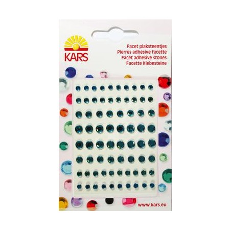 Pierres rondes adhésives à facettes bleu eau