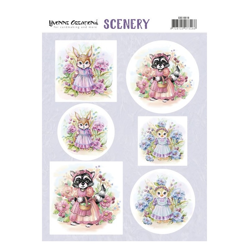 (CDS10019)Push Out Scenery - Yvonne Creations - Aquarella - Lovely Animals