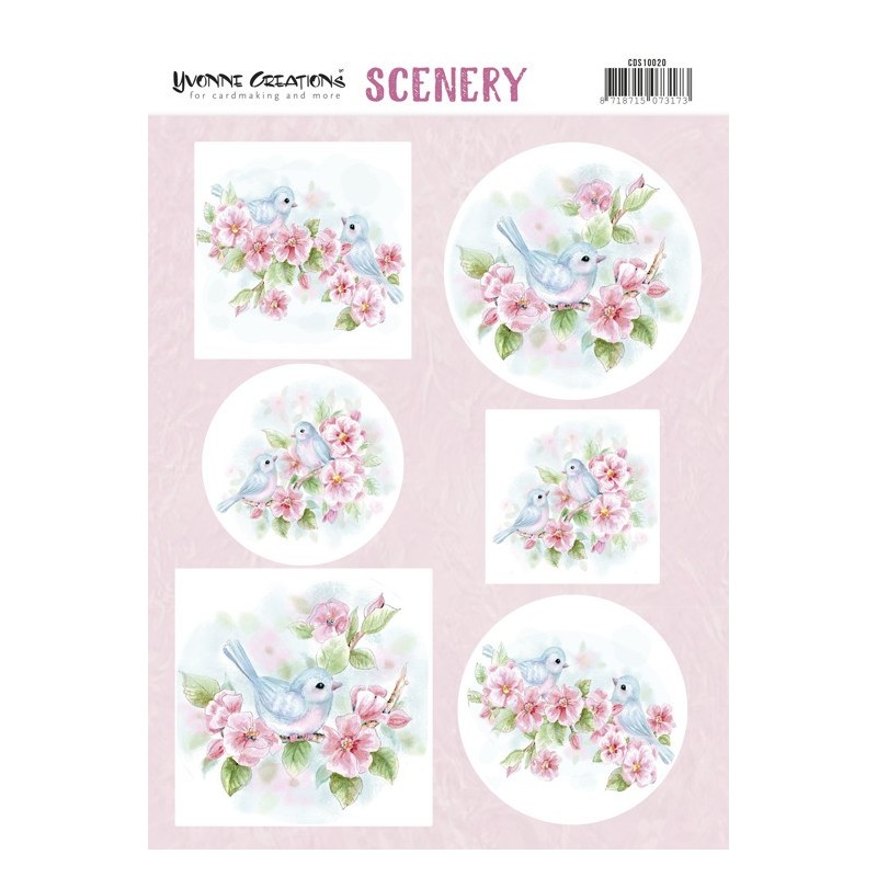 (CDS10020)Push Out Scenery - Yvonne Creations - Aquarella - Pink Blossom