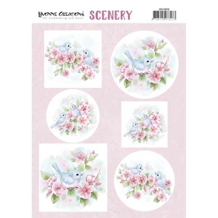 (CDS10020)Push Out Scenery - Yvonne Creations - Aquarella - Pink Blossom