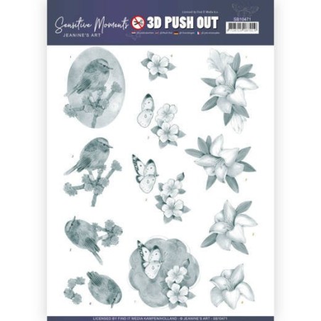 (SB10471)3D Push Out - Jeanine's Art - Sensitive Moments - Grey Lily