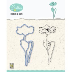(HDCS008)Snellen Design Clearstamp +dies  - Flowers serie: -Poppy