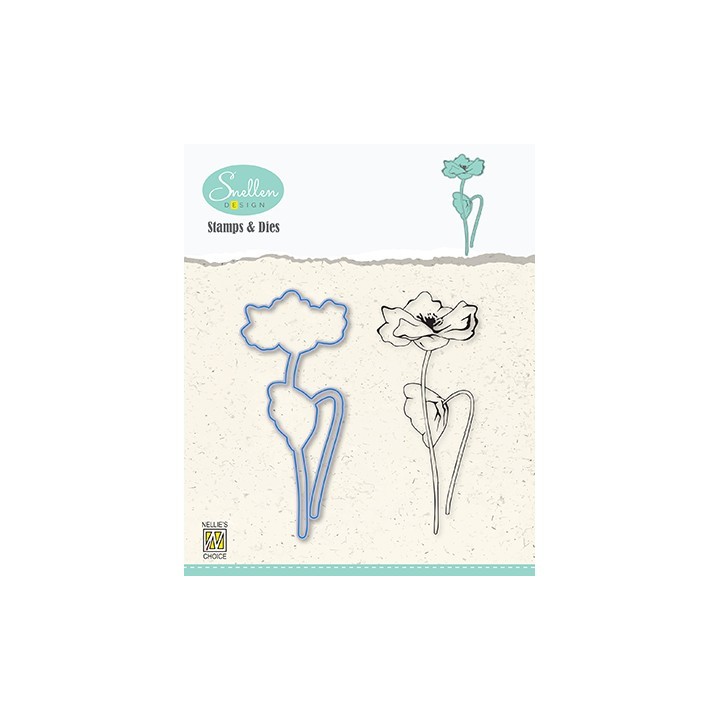 (HDCS008)Snellen Design Clearstamp +dies  - Flowers serie: -Poppy