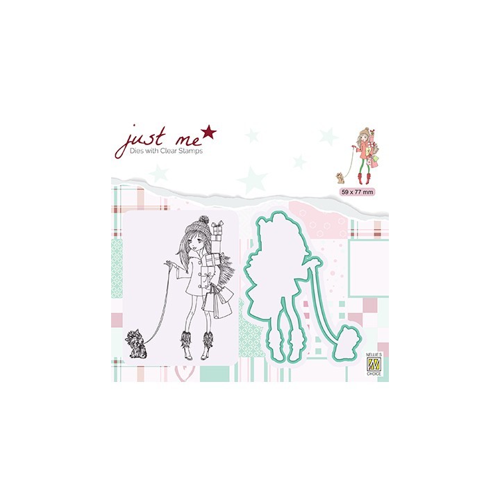(JMSD005)Nellie's Shape Dies with clear stamp Just Me Christmas shopping