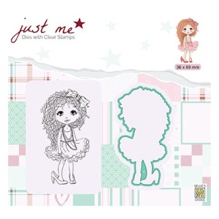 (JMSD008)Nellie's Shape Dies with clear stamp Just Me Lady girl