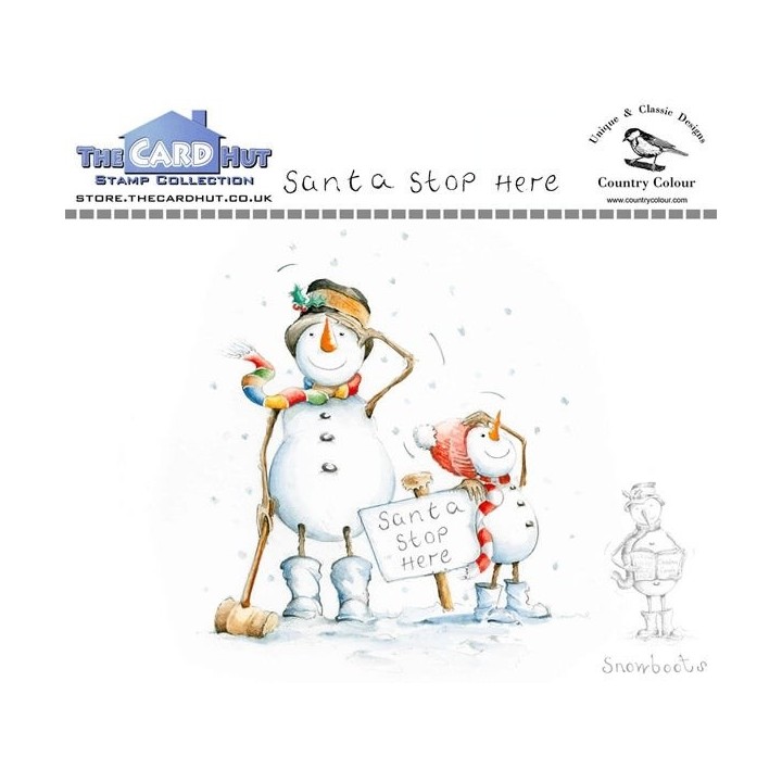 (CCSBSH)The Card Hut Snowboots: Santa Stop Here Clear Stamps