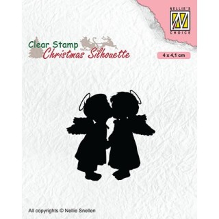 (CSIL012)Nellie's Choice Clear stamps Christmas Silhouette Two kissing angels