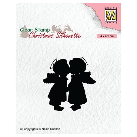 (CSIL012)Nellie's Choice Clear stamps Christmas Silhouette Two kissing angels