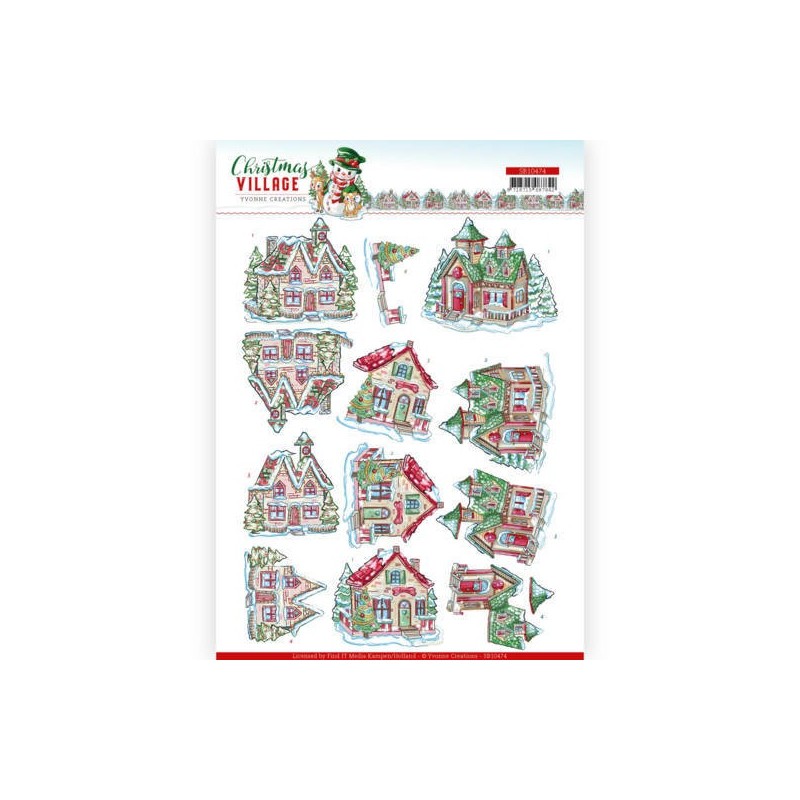 (SB10474)3D Push Out - Yvonne Creations - Christmas Village - Christmas Houses