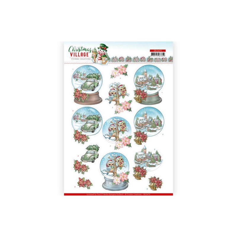 (SB10476)3D Push Out - Yvonne Creations - Christmas Village - Christmas Globes