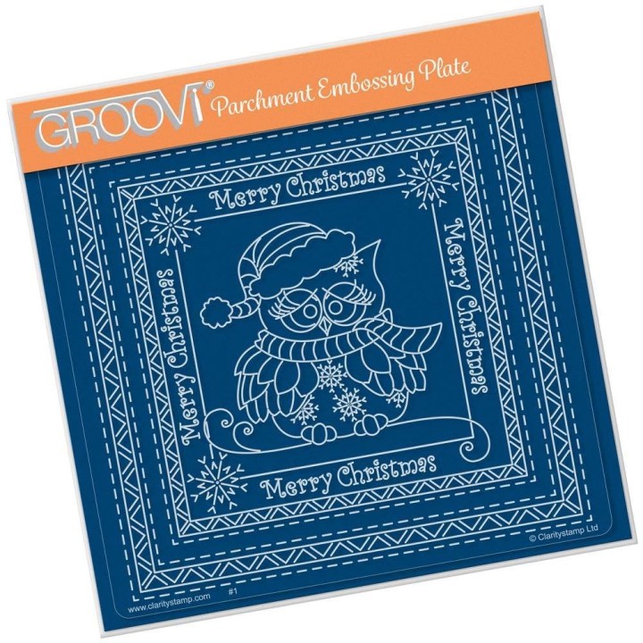 (GRO-CH-41571-03)Groovi Plate A5 LINDA WILLIAMS CHRISTMAS SNOWFLAKE OWL