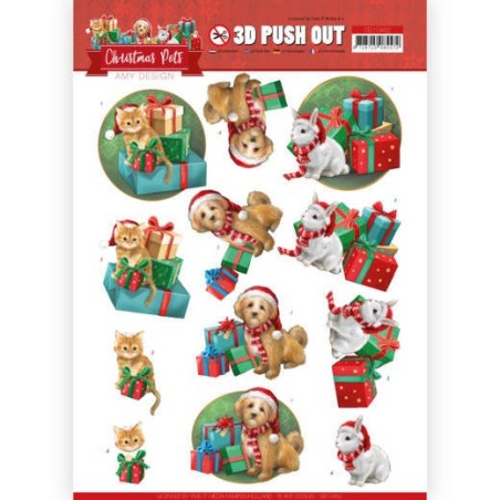 (SB10462)3D Push Out - Amy Design - Christmas Pets - Presents