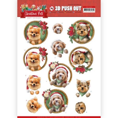 (SB10465)3D Push Out - Amy Design - Christmas Pets - Christmas dogs
