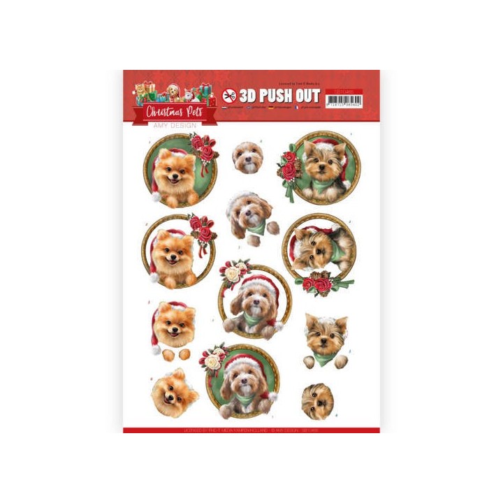 (SB10465)3D Push Out - Amy Design - Christmas Pets - Christmas dogs