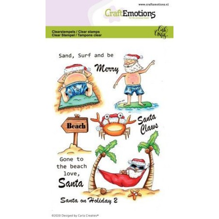 (1692)CraftEmotions clearstamps A6 - Santa on Holiday 2 Carla Creaties