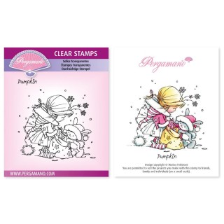 (PER-ST-70367-A6)Pergamano clear stamp CHRISTMAS POPPETS - PUMPKIN