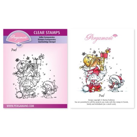 (PER-ST-70368-A6)Pergamano clear stamp CHRISTMAS POPPETS - PUD