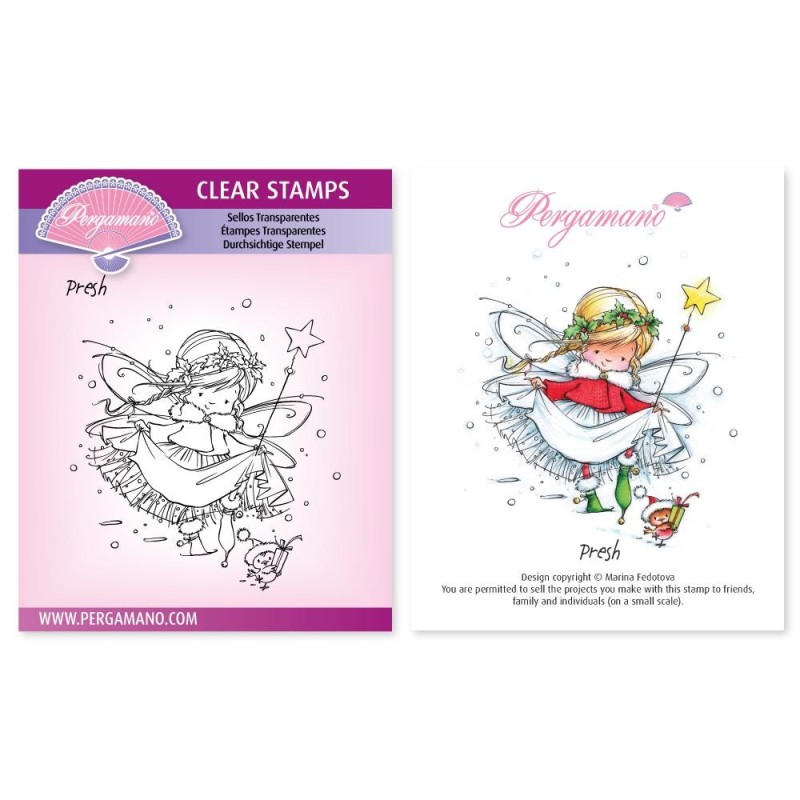 (PER-ST-70370-A6)Pergamano clear stamp CHRISTMAS POPPETS - PRESH