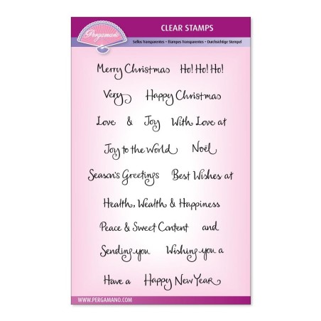 (PER-ST-70366-A5)Pergamano clear stamp BARBARA'S CHRISTMAS SENTIMENTS UNMOUNTED STAMP SET