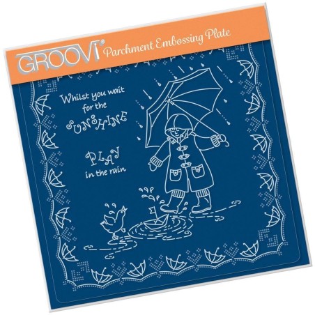 (GRO-LW-41557-03)Groovi Plate A5 LINDA'S CHILDREN - SPRING - PLAY IN THE RAIN