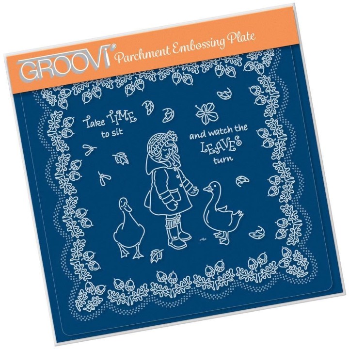 (GRO-LW-41560-03)Groovi Plate A5 LINDA'S CHILDREN - AUTUMN - GIRL WITH GEESE