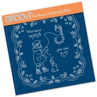 (GRO-LW-41561-03)Groovi Plate A5 LINDA'S CHILDREN - AUTUMN - BOY WITH KITE