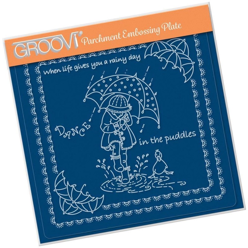 (GRO-LW-41556-03)Groovi Plate A5 LINDA'S CHILDREN - SPRING - DANCE IN THE PUDDLES