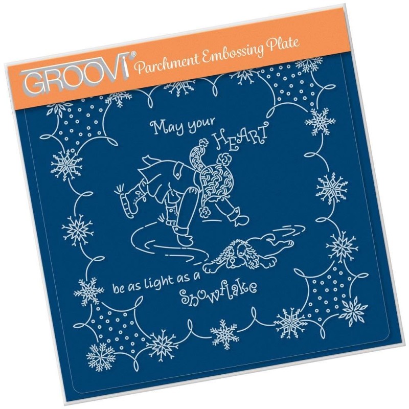 (GRO-LW-41563-03)Groovi Plate A5 LINDA'S CHILDREN - WINTER - BOY ICE SKATING