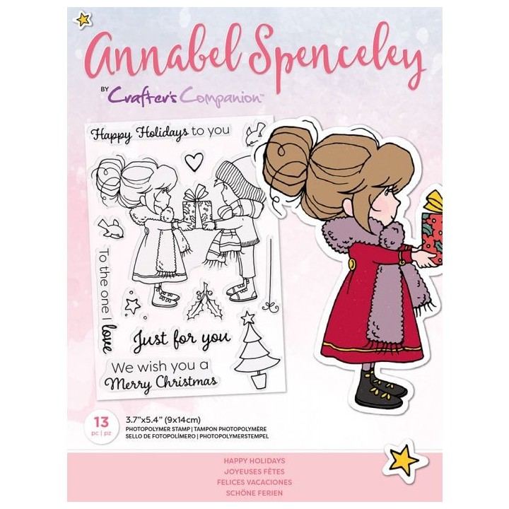(AS-STP-HAPAYS)Crafter's Companion Annabel Spenceley Happy Holidays Stamps