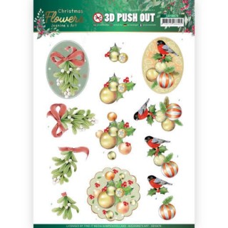 (SB10478)3D Push Out - Jeanine’s Art – Christmas Flowers - Mistle Toe