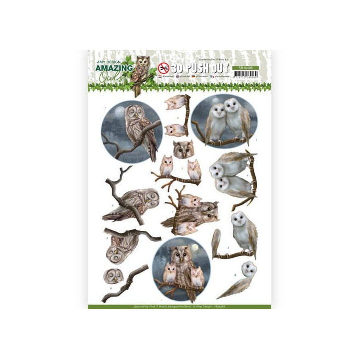 (SB10486)3D Push Out - Amy Design - Amazing Owls - Night Owls