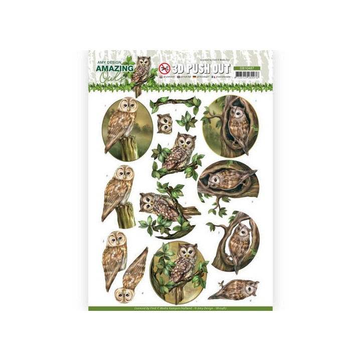 (SB10487)3D Push Out - Amy Design - Amazing Owls - forest Owls