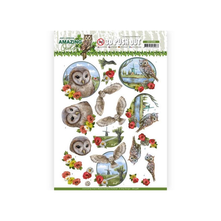 (SB10488)3D Push Out - Amy Design - Amazing Owls - Meadow Owls