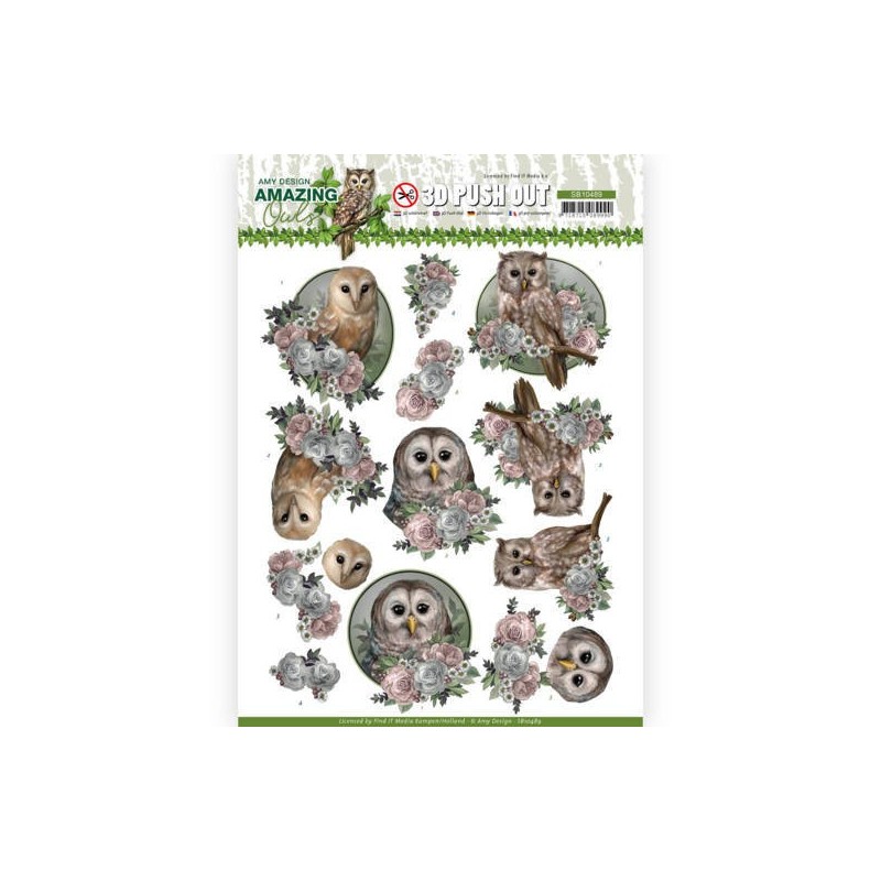 (SB10489)3D Push Out - Amy Design - Amazing Owls - Romantic Owls